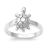 Sterling Silver Turtle Ring 14mm - Size 9