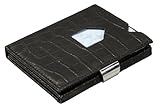 Exentri Trifold Wallet - Caiman Black | Premium Leather with Stainless Steel Locking Clip | Stylish, Sophisticated, Compact