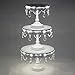 Aurora 3-Piece White Rechargeable LED Cake Stand Set, Round Metal Crystal Cupcake Dessert Display Pedestal Wedding Party Display, Chargers Included