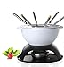 Artestia 11-Piece Cast Iron Fondue Set with Adjustable Burner 6 Colored Forks, 5-Cup White Cheese Fondue Pot for Chocolate, Meat, 4-6 Person