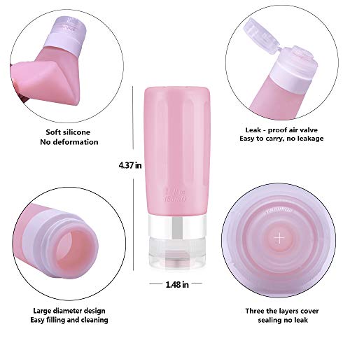 Travel Bottles TSA Approved Containers 3oz Leak Proof Silicone Travel Bottles Toiletries Containers with labels for Shampoo Conditioner Lotion Face Body Wash 6pcs