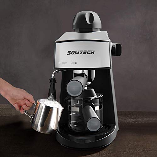 SOWTECH Macchina per Caffè Espresso e Montalatte Acciaio Inossidabile Coffee Maker, Espresso, Cappuccino e Latte Machiato