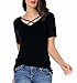 CPOKRTTWSO Criss Cross Front Deep V-Neck Long/Short Sleeve Shirt Women Tees Tops
