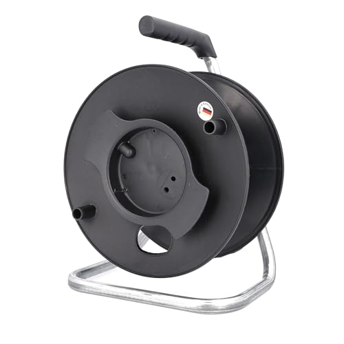 as - Schwabe Universal-Roller Leertrommel Ø285 mm mit Kabelhaspel, Feststellbremse, Fussgestell und ergonomischen Haltegriff, fuer diverse Kabellaengen, 12121