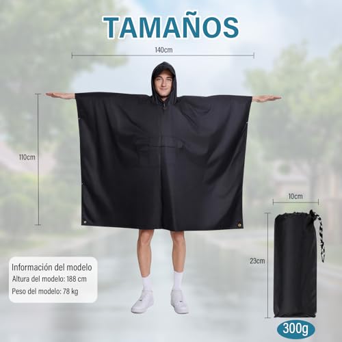 GALASALA Impermeable para Lluvia, Impermeable Mujer Hombre Con Capucha, Portátil Poncho para Lluvia Reutilizable, Chubasquero Mujer Impermeable, Adecuado Para Senderismo, Camping, Incluye Bolsa