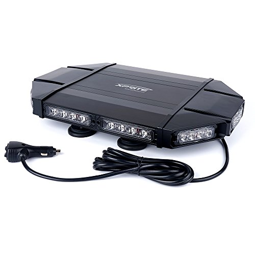 Xprite Black Hawk Mini 18" Professional Blue LED Stealth Low Profile Law Enforcement and Security Magnetic Roof Top Strobe Light Bar