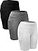 Neleus Women's 3 Pack Tummy Control Workout Compression Shorts with Pocket,9005,Black,Grey,White,US M