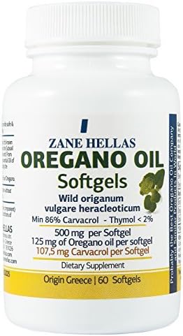 Zane Hellas Oregano Oil Softgels. Concentrate 4:1 Provides 107,5 mg Carvacrol per Serving. Softgels- Capsules Oil of Oregano. by ZANE HELLAS