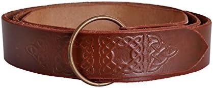 Medieval Men Ring Belt Genuine Leather Brown 4cm - 150 cm