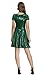 Women Halloween Skater A-Line Costume Scaled Mermaid Short Sleeve Dresses Green 2XL