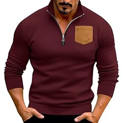 Mens Quarter Zip Pullover Vintage Fashion Long
