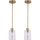 KLSS Brass Pendant Lights Kitchen Island,Modern Farmhouse Clear Glass Pendant Light,Gold Light Fixture Kitchen Pendant Mini H