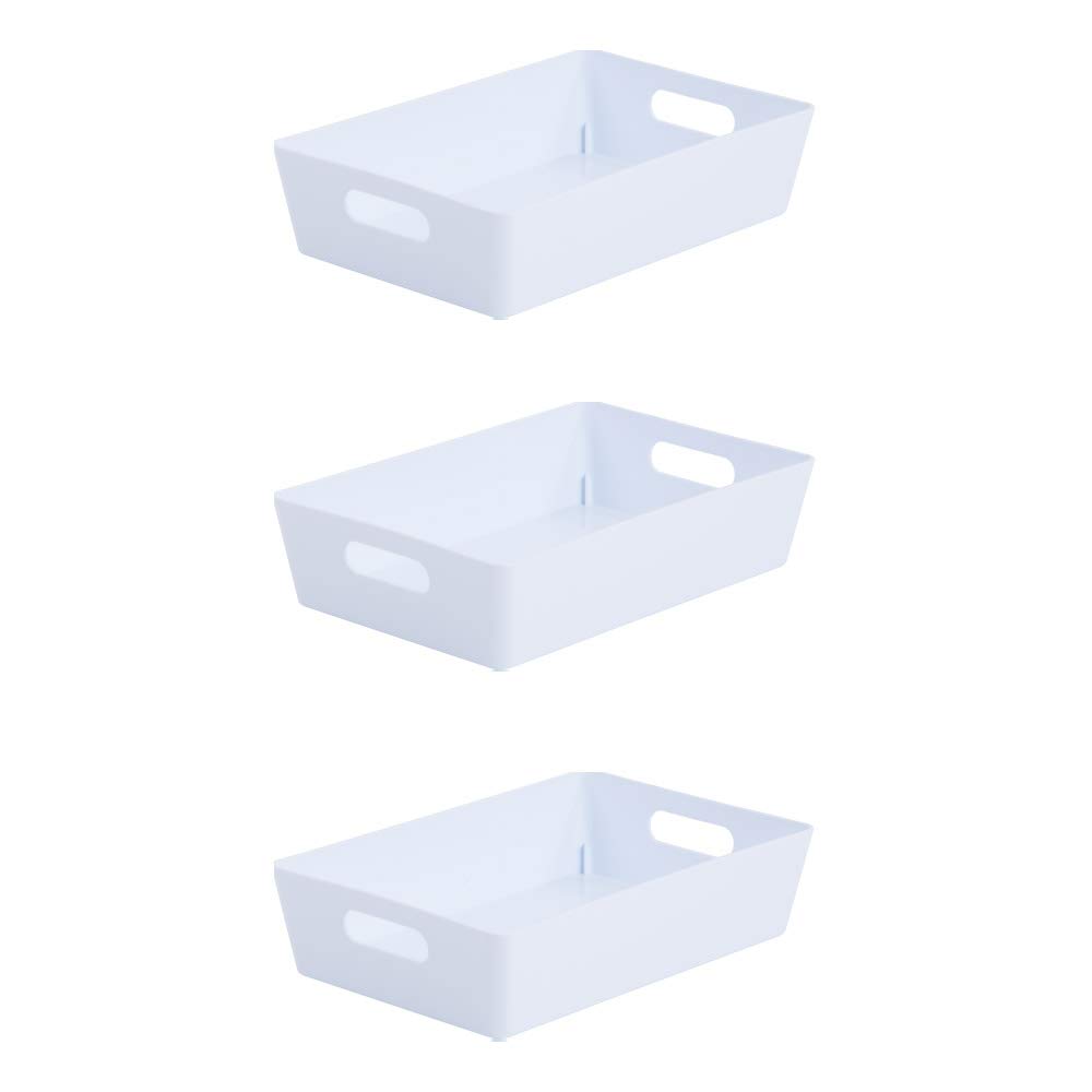 Wham Bam 4.01 Ice White Plastic Studio Storage Baskets Office Home & Kitchen Tidy Organiser 25.5 x 17 x 6cm (3 Baskets)