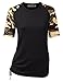 CLOVERY Women's Short Sleeve Top Raglan Floral Printed T-Shirt