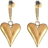 Aloha Earrings Non Pierced Clip On 3D Heart Dangling Earrings