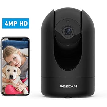 Home Security Camera Foscam R4S 4MP WiFi IP Camera,Wireless Baby Monitor with AI Human Detection Sound Detection 33ft Night Vision 2 Way Audio Camera Compatible with Alexa Black