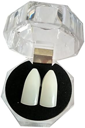Vampire Dentures Shape Fangs Realistic Deluxe Teeths (without Glue) (15mm ( plastic ), Off white)