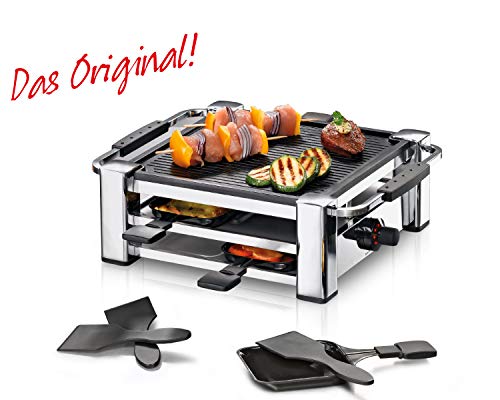 ROMMELSBACHER RCC 1000 Raclette-Grill (Tischgrill, für 4 Personen, gerippte Alu-Druckguss-Grillplatte mit Xylan Plus… – Bild 3