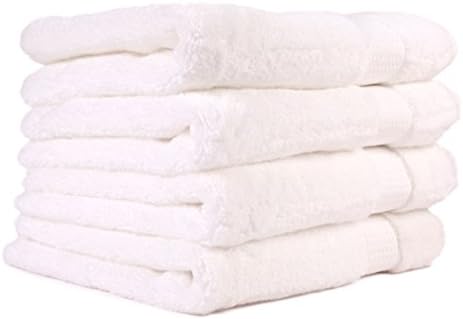 Ultra-Soft Plush Luxury 100% Natural Micro-Cotton 4 Piece Towel Set. Superior Absorbency. Color Lock Technology Keep Colors Intact.(30 Day Money Back Guarantee) (Hand Towel - Set of 4, White )