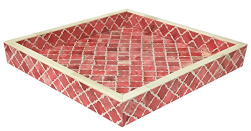Decorative Tray Platters Breakfast Coffee Table Top Moorish Moroccan Art Handmade Inlay Quatrefoil Designer All Purpose Serving Tray 12x12 Inches