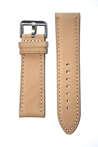 Panerai Suede Style 24mm Tan Genuine Leather Calfskin with Matching Stitch and Heavy S/S Buckle