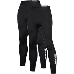 1/2/3 Pack Men's Compression Pants Quick Dry Stretch Athletic Leggings, Reflective Base Layer Running Tights for Workout