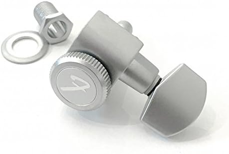 One Single Fender Locking Guitar Tuner with F Logo OEM NO BOX (for E, A, D strings, higher string hole) Brushed Chrome for Strat and Tele Guitars …