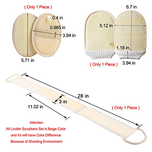 Back Scrubber Loofah Luffa Washer for Women Men Body Exfoliator with Sponge and Shower Glove