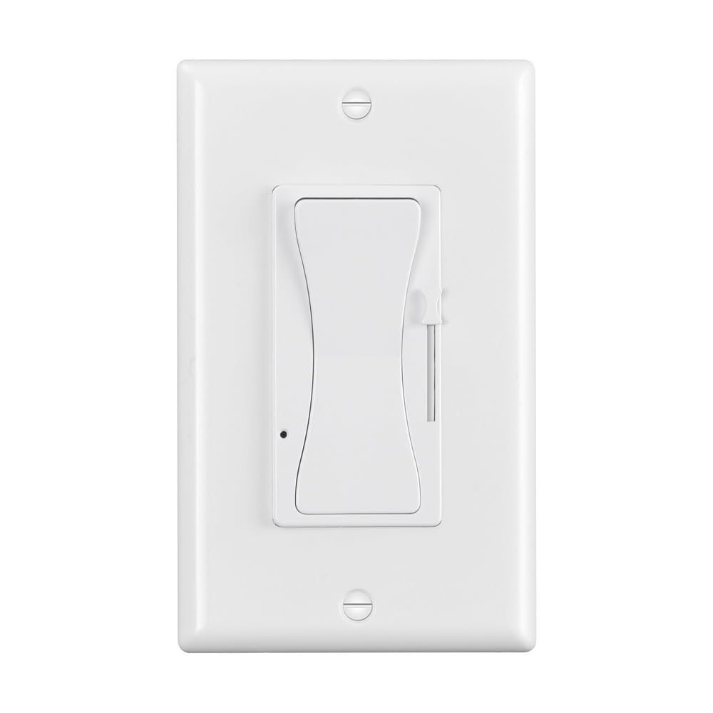 Photo 1 of 12V - 24V DC Dimmer Switch, PWM LED Slide Dimmer Switch for LED Strip Lights, Single Color, Can NOT Be Used with 120V, Wall Plate Included (1 Pack, White)