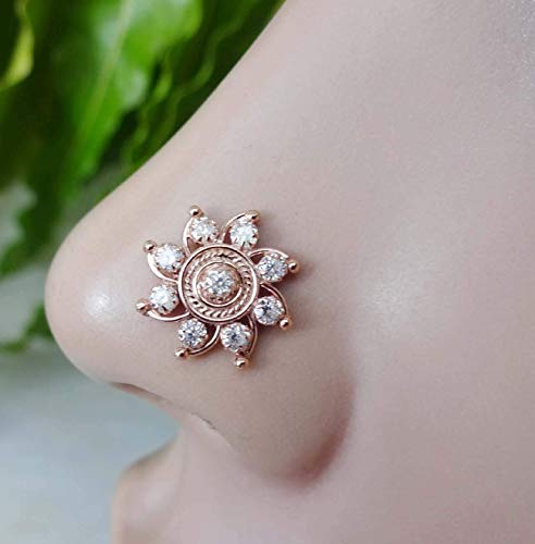 Fresh Trends Diamond Nose Stud,Rose Gold Nose Stud,Crystal Nose Stud,Nose Stud,Diamond Nose Piercing,Sterling Silver Nose Stud,White Silver Nose Stud,Marquise Nose Stud,Mother Day Gifts(TEJ351)