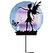 Collections Etc Solar Fairy Silhouette Garden Decor Yard Stake with Light-Up Moon - Outdoor Use with Acrylic, Metal & Plastic Materials, Black