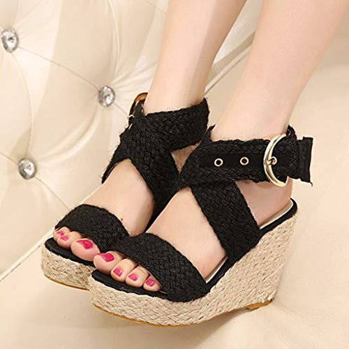 image for Wllsagl Xouwvpm Women's Thick Bottom Shoes Wedge Big Size Buckle Roman