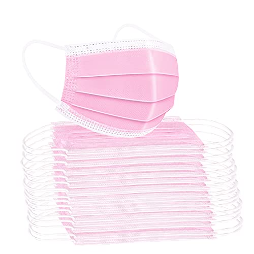 Pink Disposable Face Mask 50 Pack Pink Masks 3Ply Breathable Carbon
