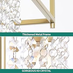 YITAHOME Gold Crystal Square Chandeliers, Modern