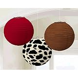 amscan High Riding Western Party Printed Round Lanterns (3 Piece), Multicolor, 9 1/2"