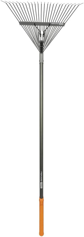Fiskars 397930-1001 PRO Rake, Leaf, 65 Inch, Silver