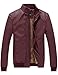 WenVen Men's Stand Collar Fleece Lined Bomber Faux Leather Jacket