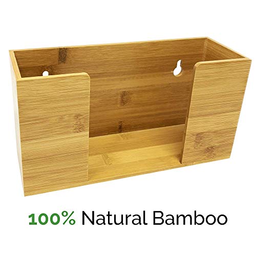 Eco-Friendly Bamboo Glove Holder and Dispenser, Wall Mounting, for Disposable Gloves, Food Service, Lab, Medical Office, Home.