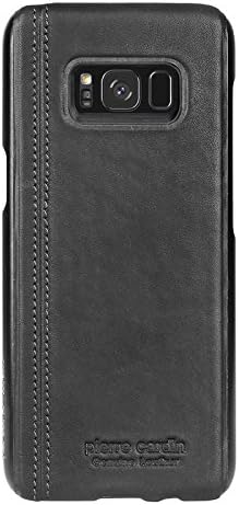 Samsung Galaxy S8 Leather cover,Pierre Cardin Premium Genuine Leather Slim Hard Fit back Case Skin for Samsung Galaxy S8 (Black)