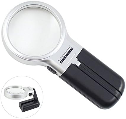discoGoods 2-IN-1 Handheld and Desktop Foldable Magnifier LED Lighted 3X Illuminated Reading Magnifying Glass Lens Jewelry Loupe