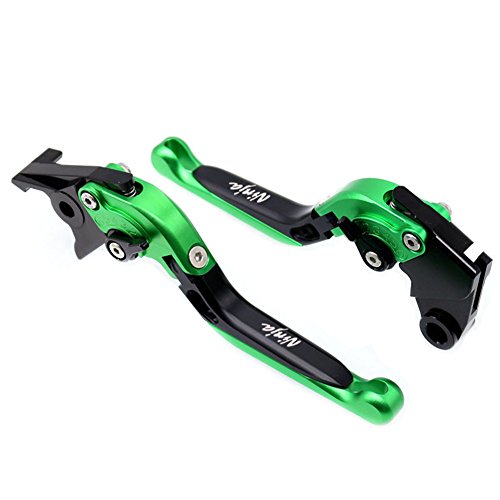 Green Folding Extendable Brake Clutch Levers For Kawasaki NINJA ZX6R 2007-2016