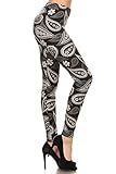 Leggings Depot Women's Pemium Quality Ultra Soft Printed Fashion Leggings -Regular and Plus Sizes (One Size: Small / Medium, Paisley Rhapsody)