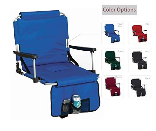 Picnic Plus Stadium Seat with Arms, Straps to Bench & Bleachers Royal Blue