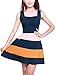 Allegra K Women Color Block Sleeveless Square Neck Mini Tank Dress S Dark Blue