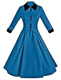 GownTown Women's 1950s Vintage 3/4 Sleeve Rockabilly Swing Dress