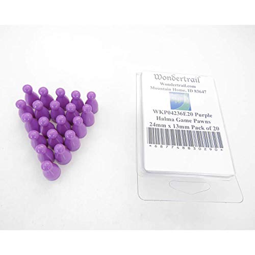 Purple Halma Game Pawns 24mm x 13mm (15/16in x 1/2in) Pack of 20 Wondertrail