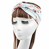 HP95(TM) Fashion Women Flower Printed Spring Twist Hair Band Turban Headband (A)