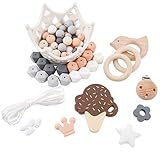 Baby Love Home Silicone Baby Teether Chewable Round Beads Ice Cream Wooden Bird Pacifier Clip Baby Teething Accessories DIY Teething Supplies Newborn Mom Gifts