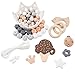 Baby Love Home Silicone Baby Teether Chewable Round Beads Ice Cream Wooden Bird Pacifier Clip Baby Teething Accessories DIY Teething Supplies Newborn Mom Gifts