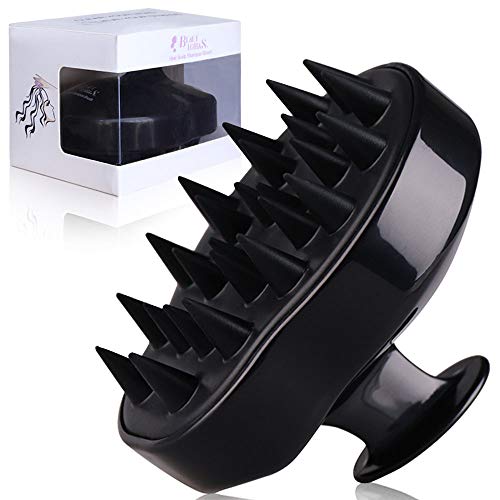 Hair Scalp Massager, BEAUTLOHAS. Shampoo Brush, Scalp Scrubber and Dandruff Brush for Scalp Care Hair Cleaning Shower, Neck and Body Massager, Soft Silicone Comb for Men, Women, Kids and Pets (Black)
